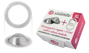 Silberhütchen von Silverette mit O'fell Ringen aus medizinischem Silikon
